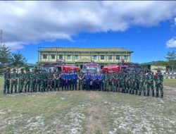 Yon Komposit 1 Gardapati dan Damkar Natuna Kompak Latihan Penanggulangan Bencana, Simulasi Kebakaran Digelar
